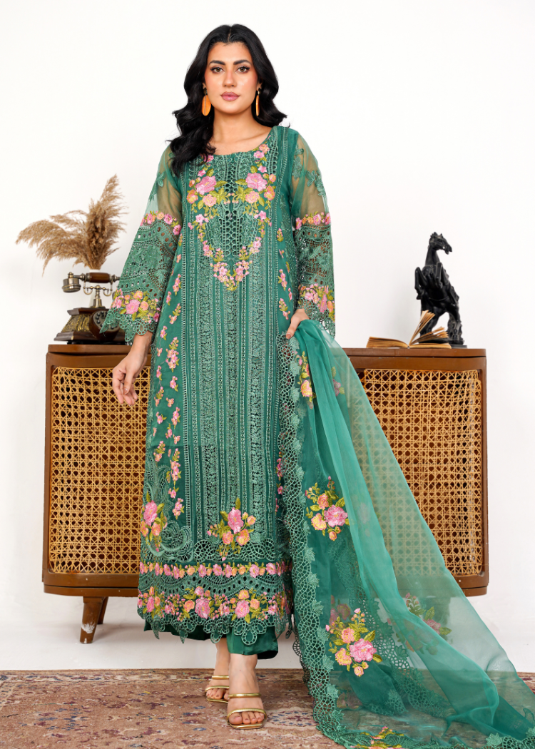 Organza 002-GREEN FORMAL DRESS