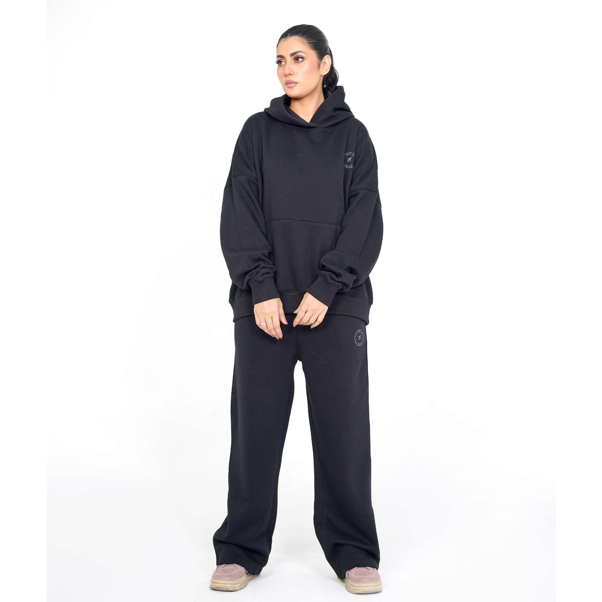 Black NYC Riot Oversized Graphic Hoodie Set