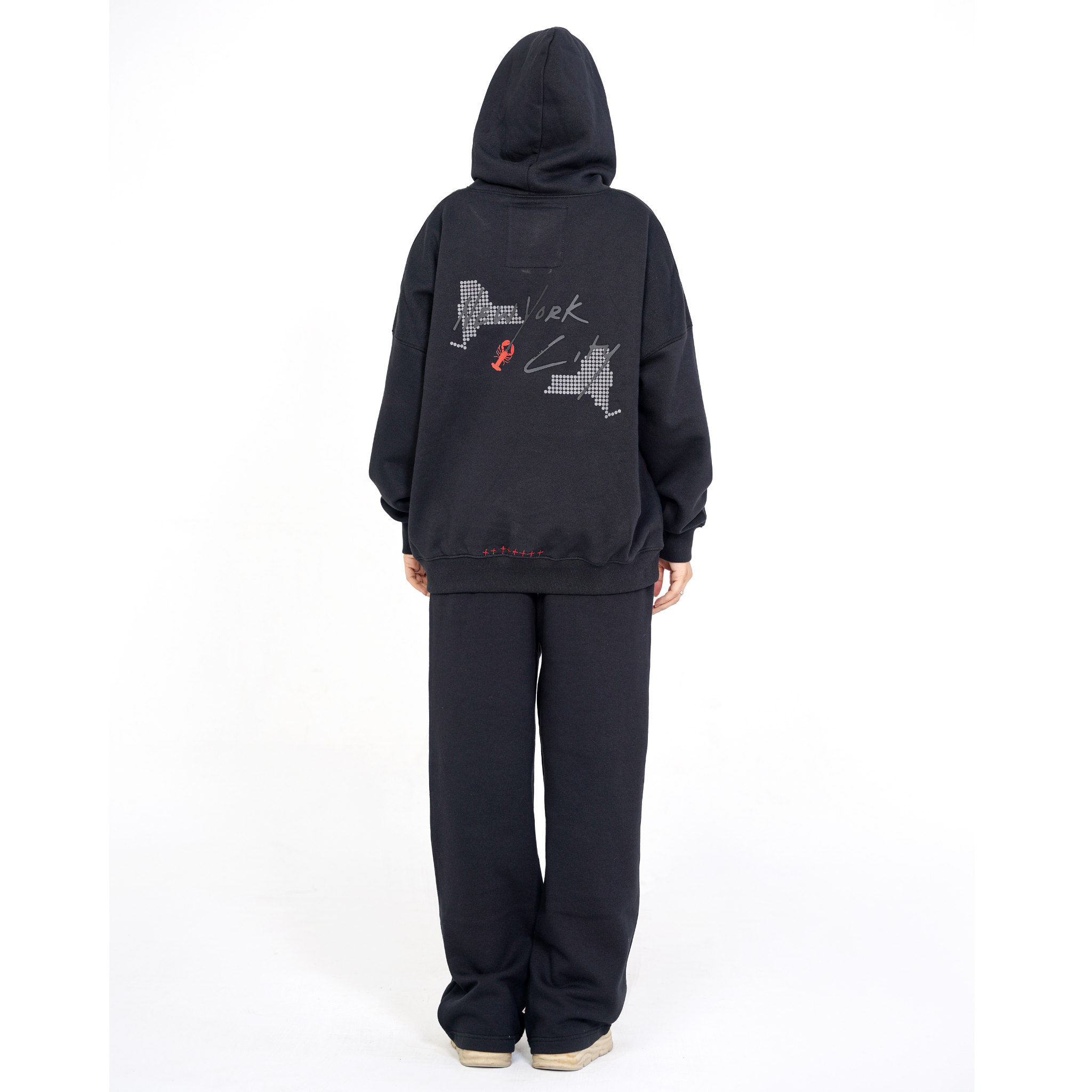 Black NYC Riot Oversized Graphic Hoodie Set