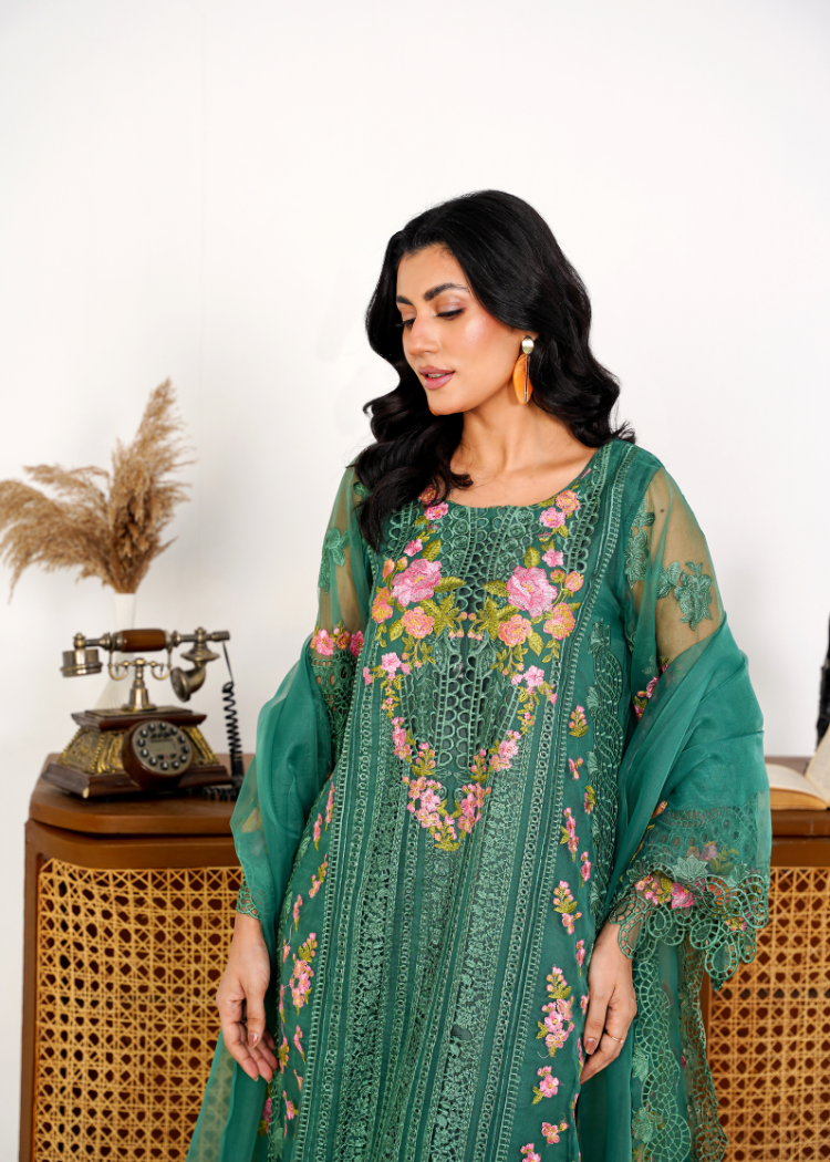 Organza 002-GREEN FORMAL DRESS