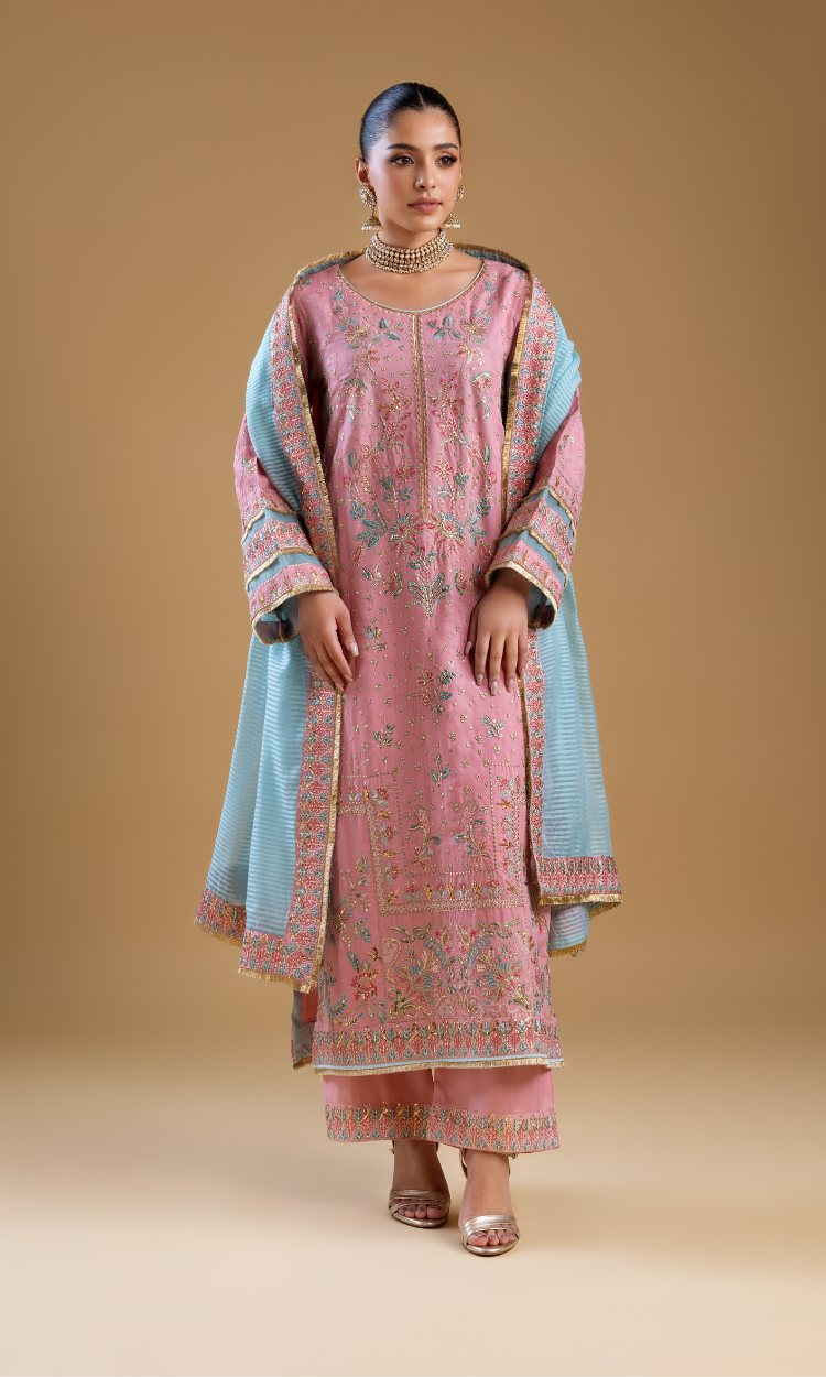 SK001- Powder Rose Silk Set