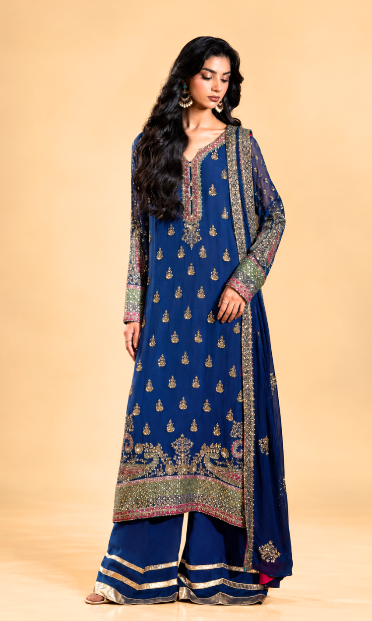Neelam —  3 PC Luxury Embroidered Pure Bamber Chiffon