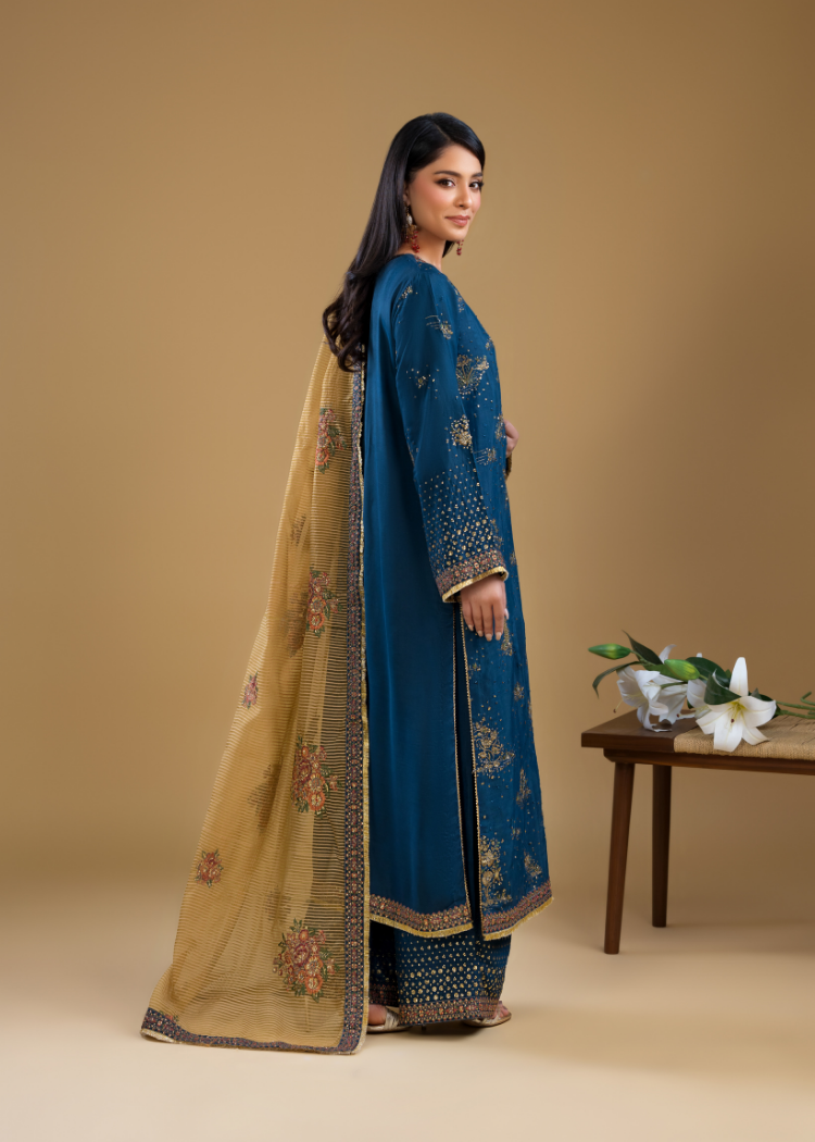 SK004- Navy Luxe Silk Ensemble