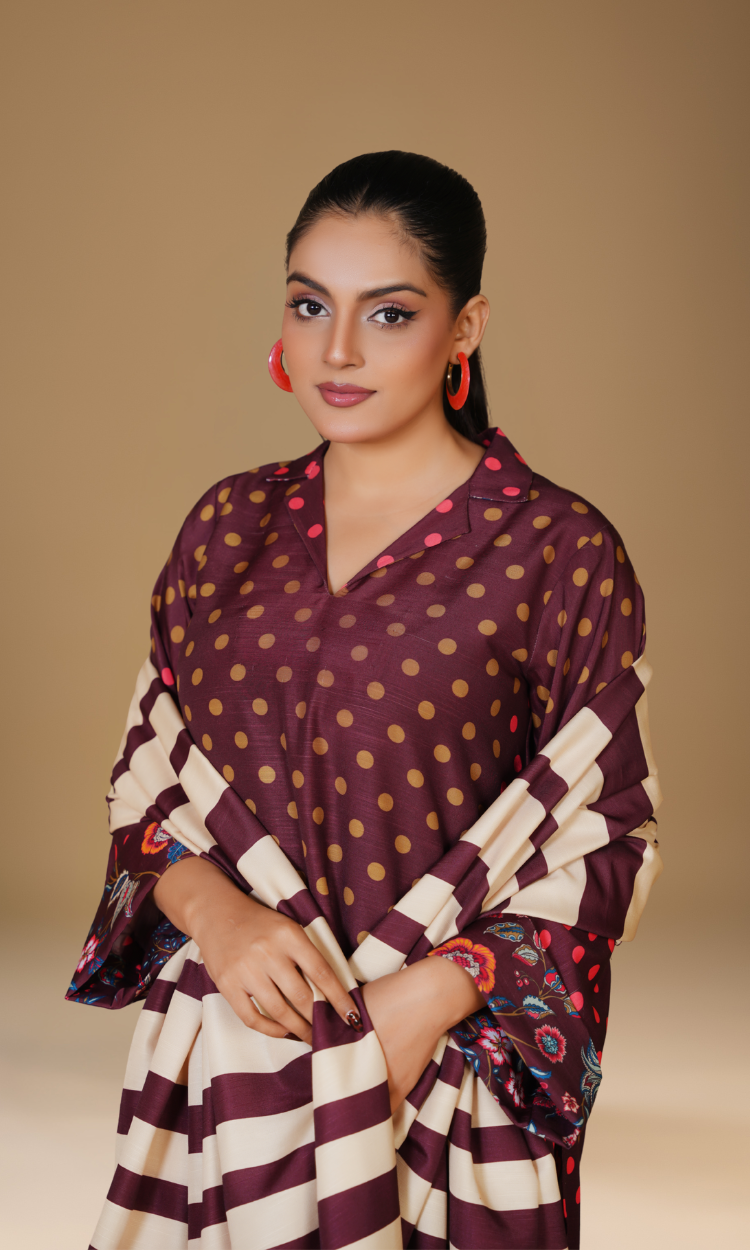 Digital Printed 3-Piece Poly Khaddar Suit