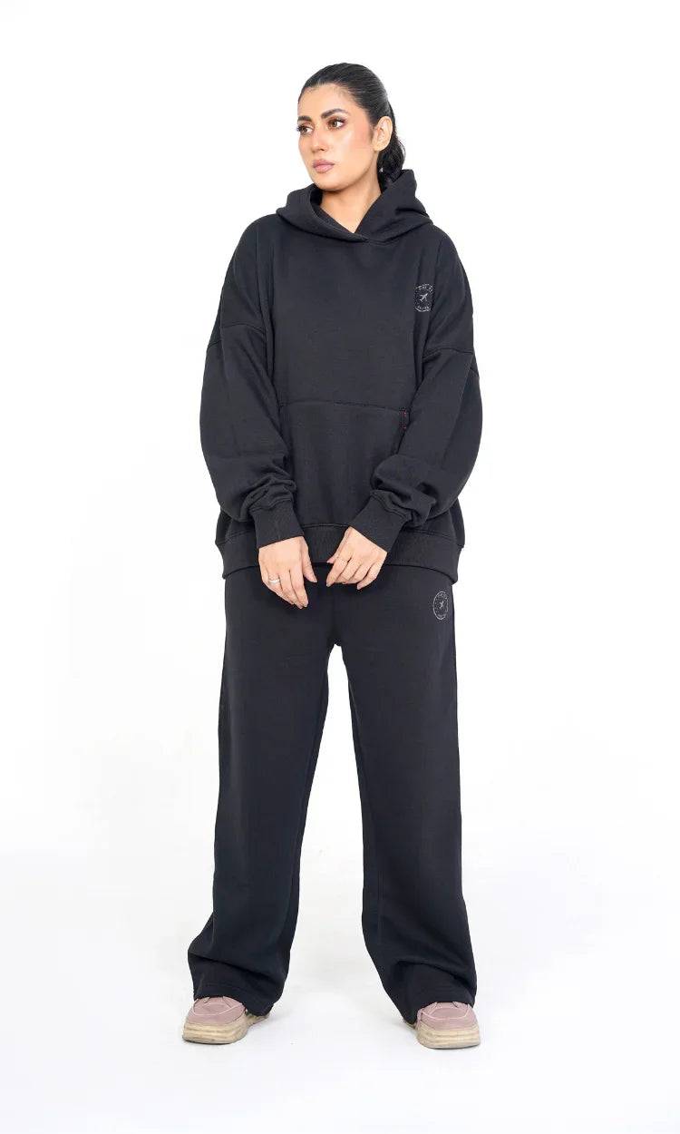 Black NYC Riot Oversized Graphic Hoodie Set