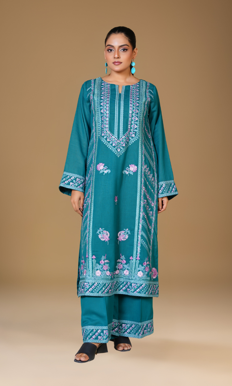 Winter Karandi – Turquoise Two-Piece Suit