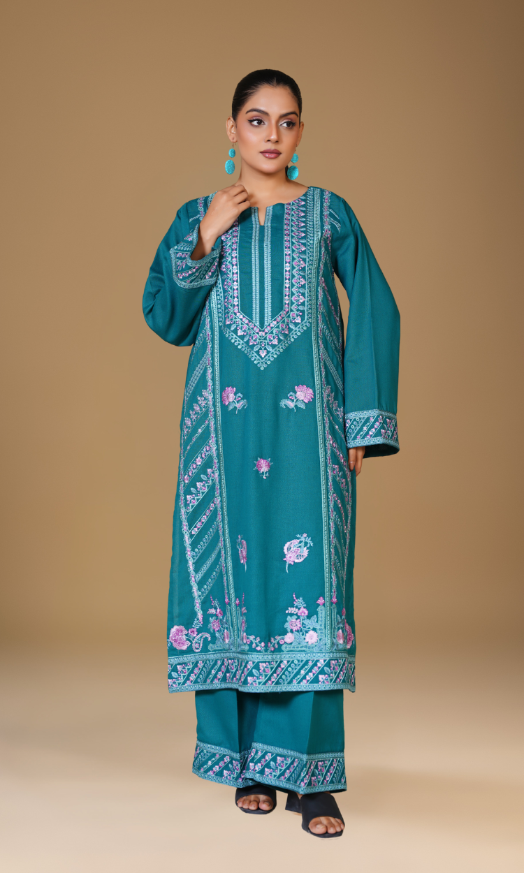Winter Karandi – Turquoise Two-Piece Suit