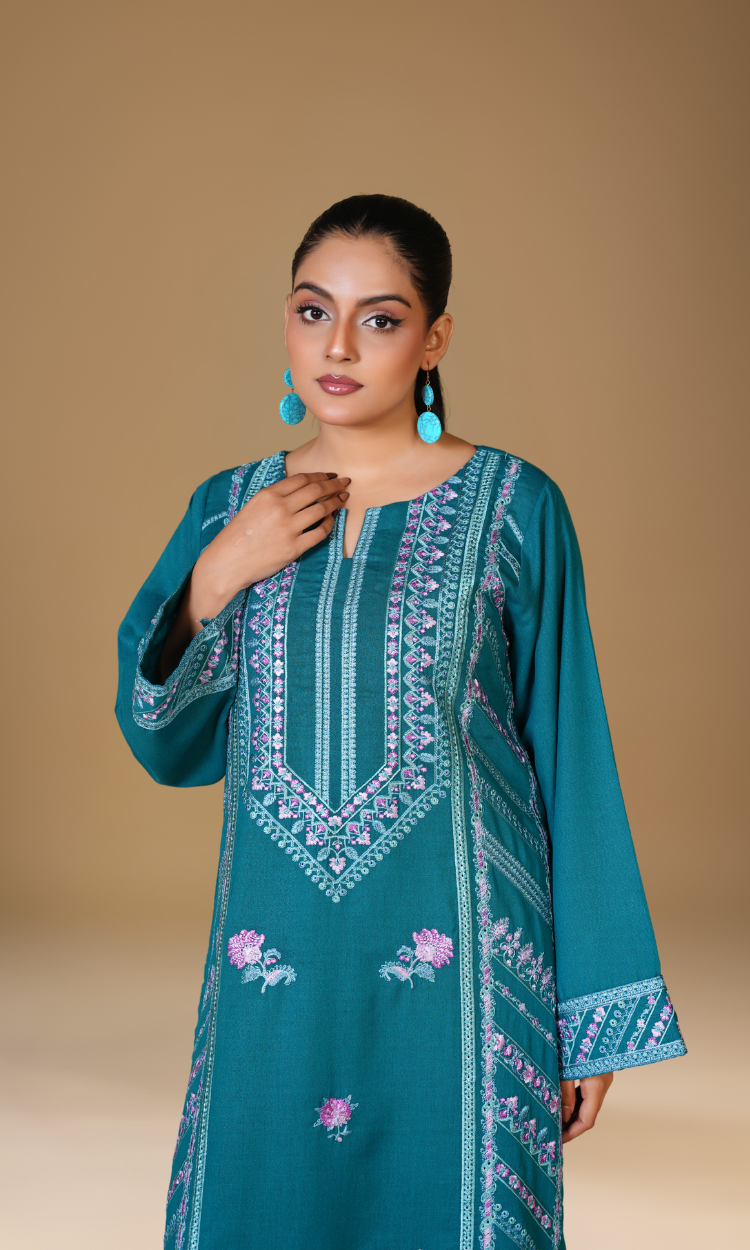 Winter Karandi – Turquoise Two-Piece Suit