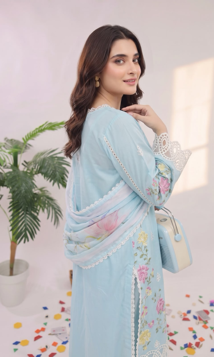 Blue Bells -  3 PC Pret Embroidered  Lawn