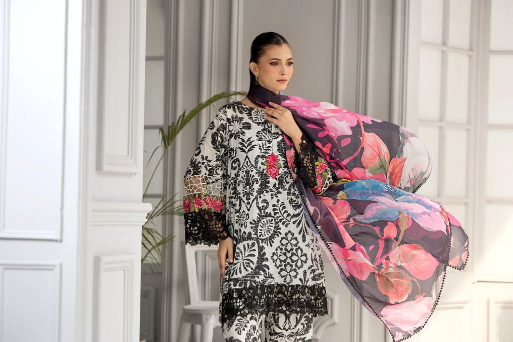 Noir Flora -3 Piece Embroidered Lawn Suit