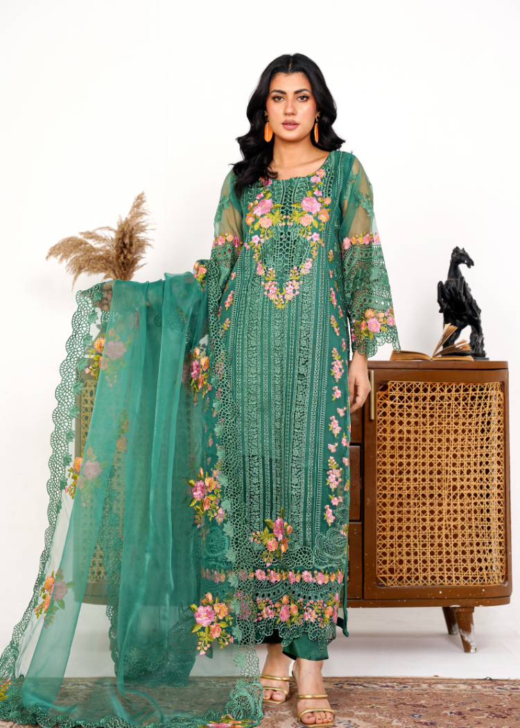 Organza 002-GREEN FORMAL DRESS