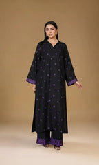 Black Embroidered Irish Cotton Linen Two-Piece