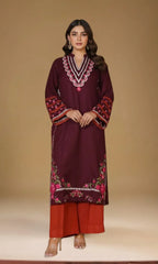 Maroon & Rust Contrast Embroidered Two-Piece Suit