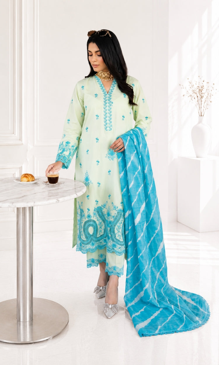 Mint Margarita -  3PC Pret Embroidered Lawn