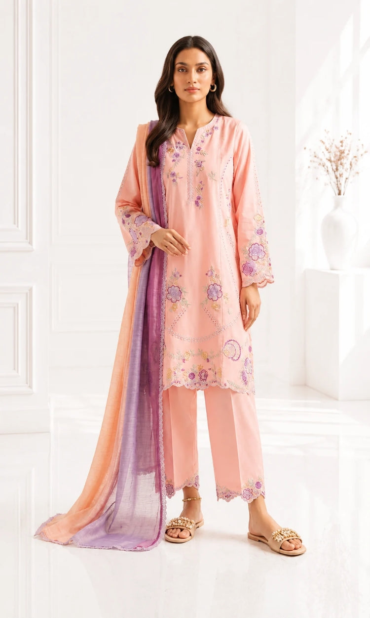 Marshmallow - 3PC Pret Embroidered Lawn
