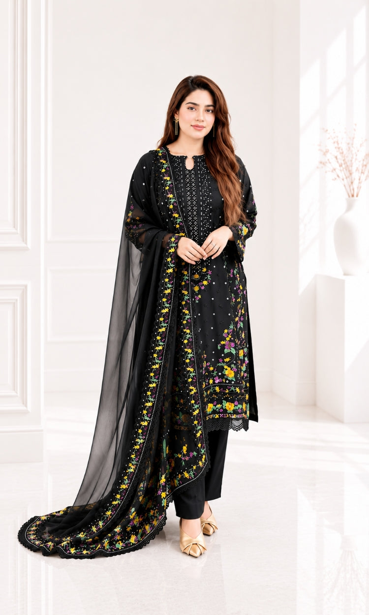 Black Lily - 3PC Pret Embroidered Lawn