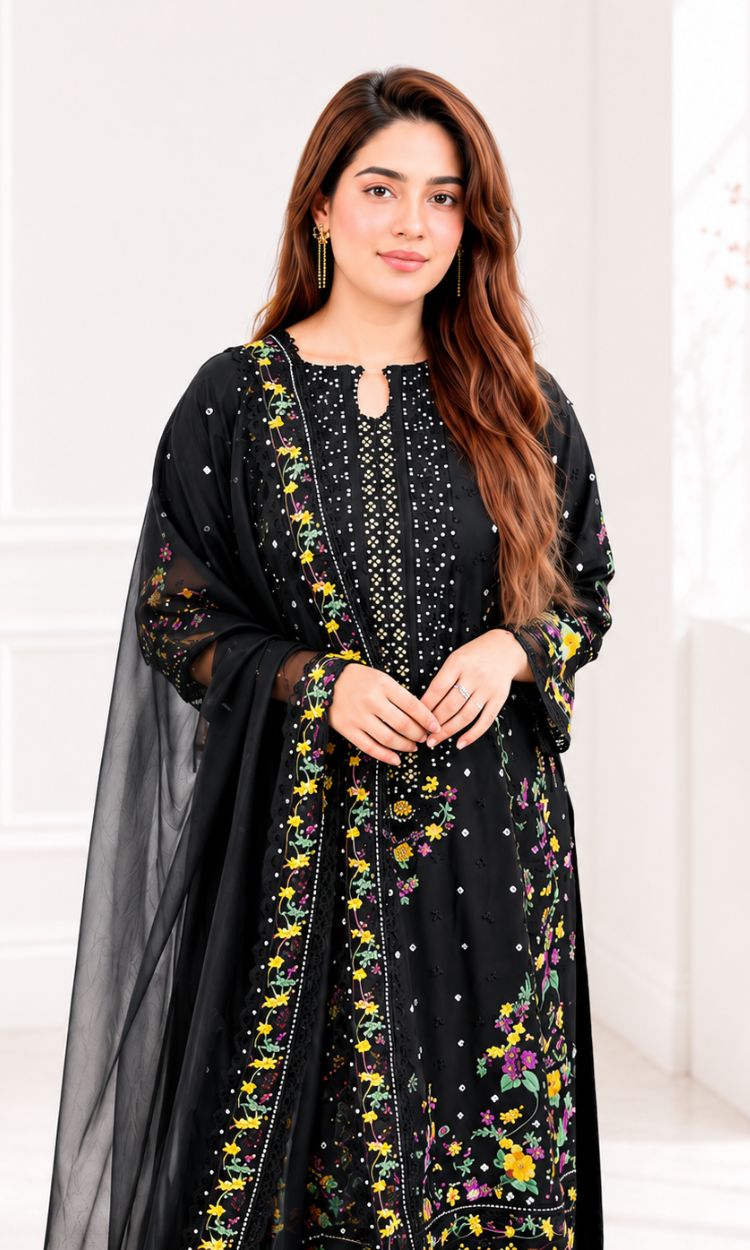 Black Lily - 3PC Pret Embroidered Lawn