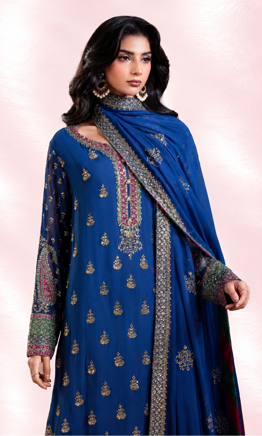 Neelam —  3 Piece Luxury Embroidered Pure Bamber Chiffon