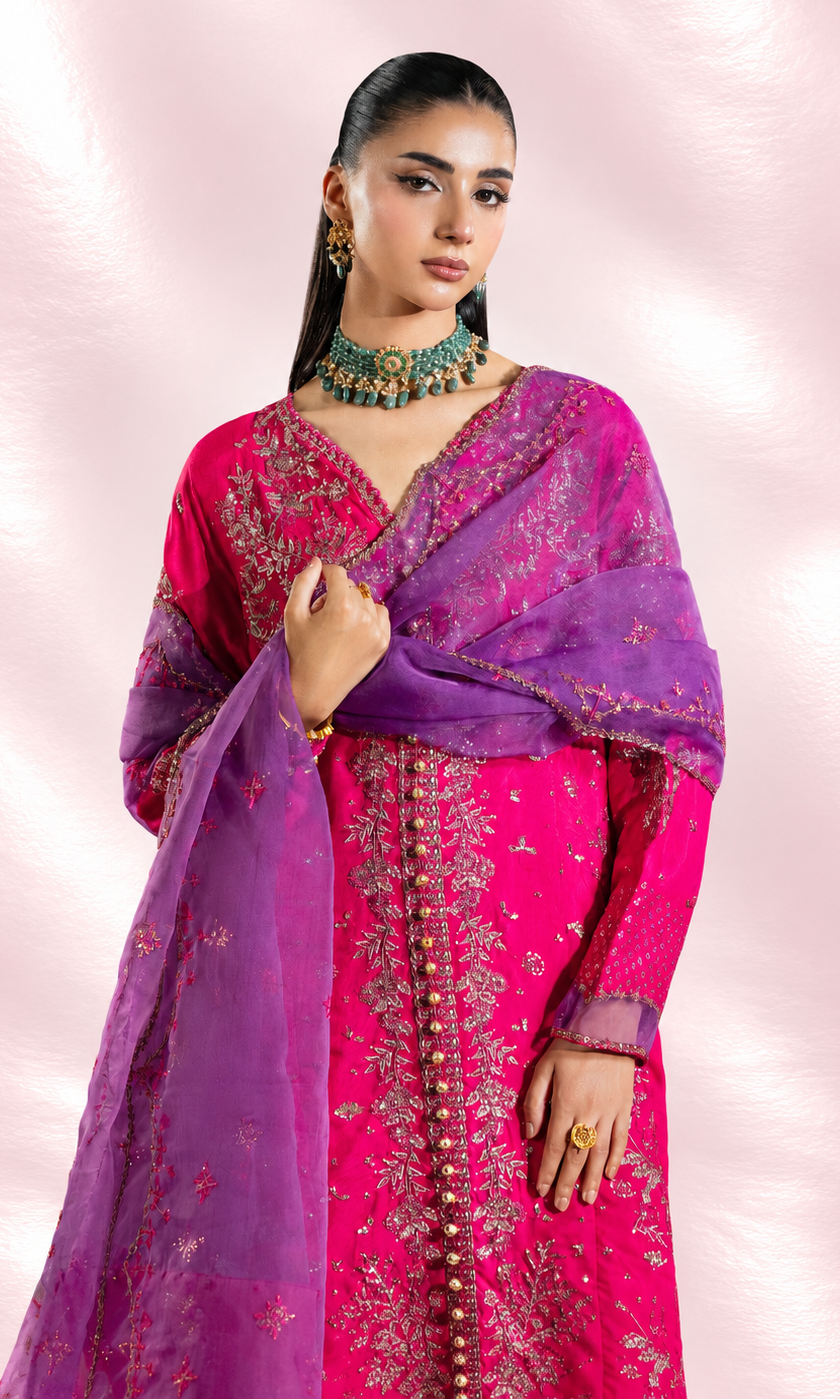 Chamkeeli — 3 Piece Luxury Embroidered Pure Dull Silk