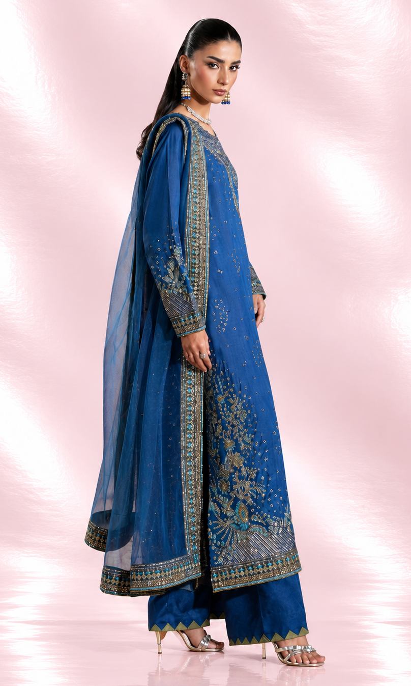 Sassi — 3 Piece Luxury Embroidered Pure Dull Silk