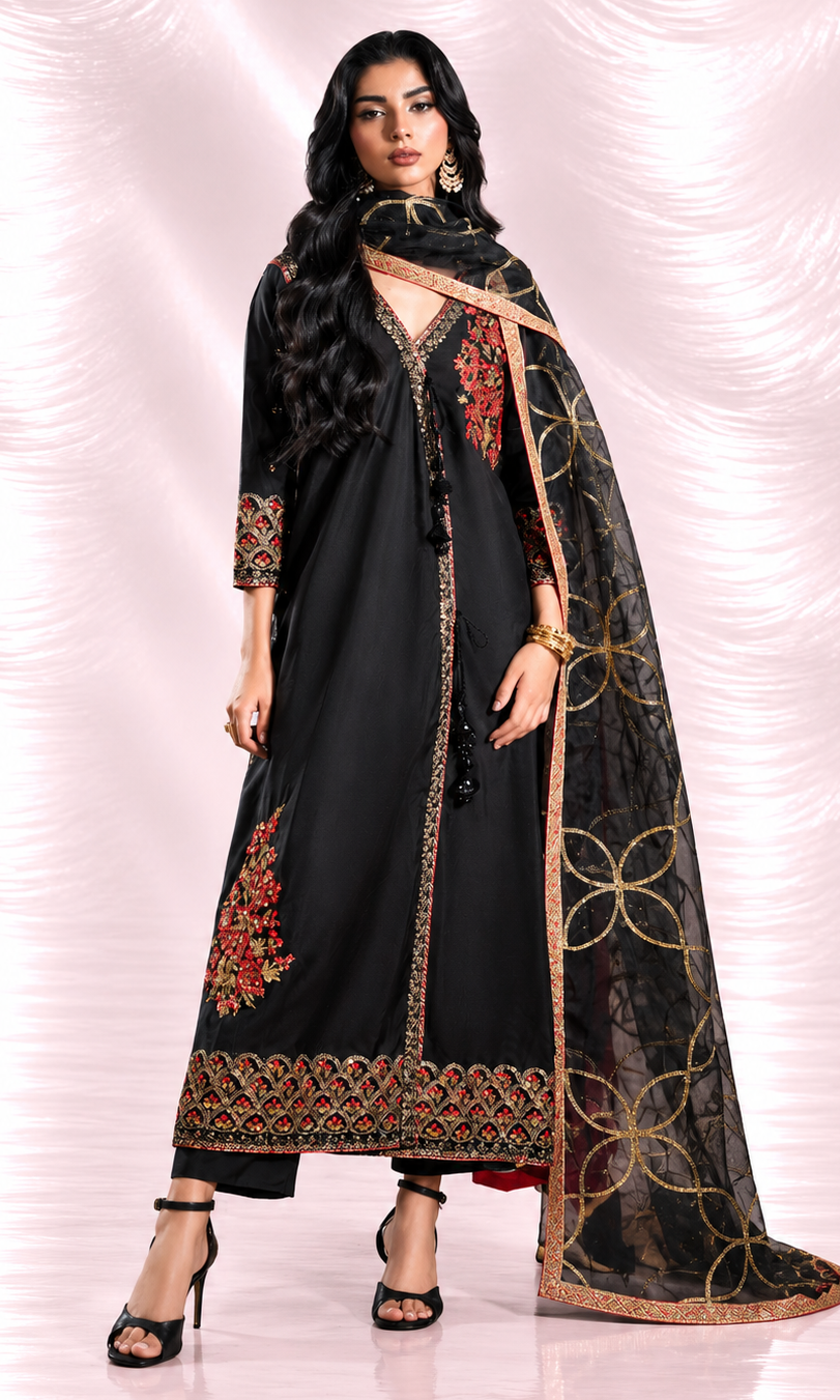 Shehr Zaad — 3 Piece Luxury Embroidered Sheesha Silk