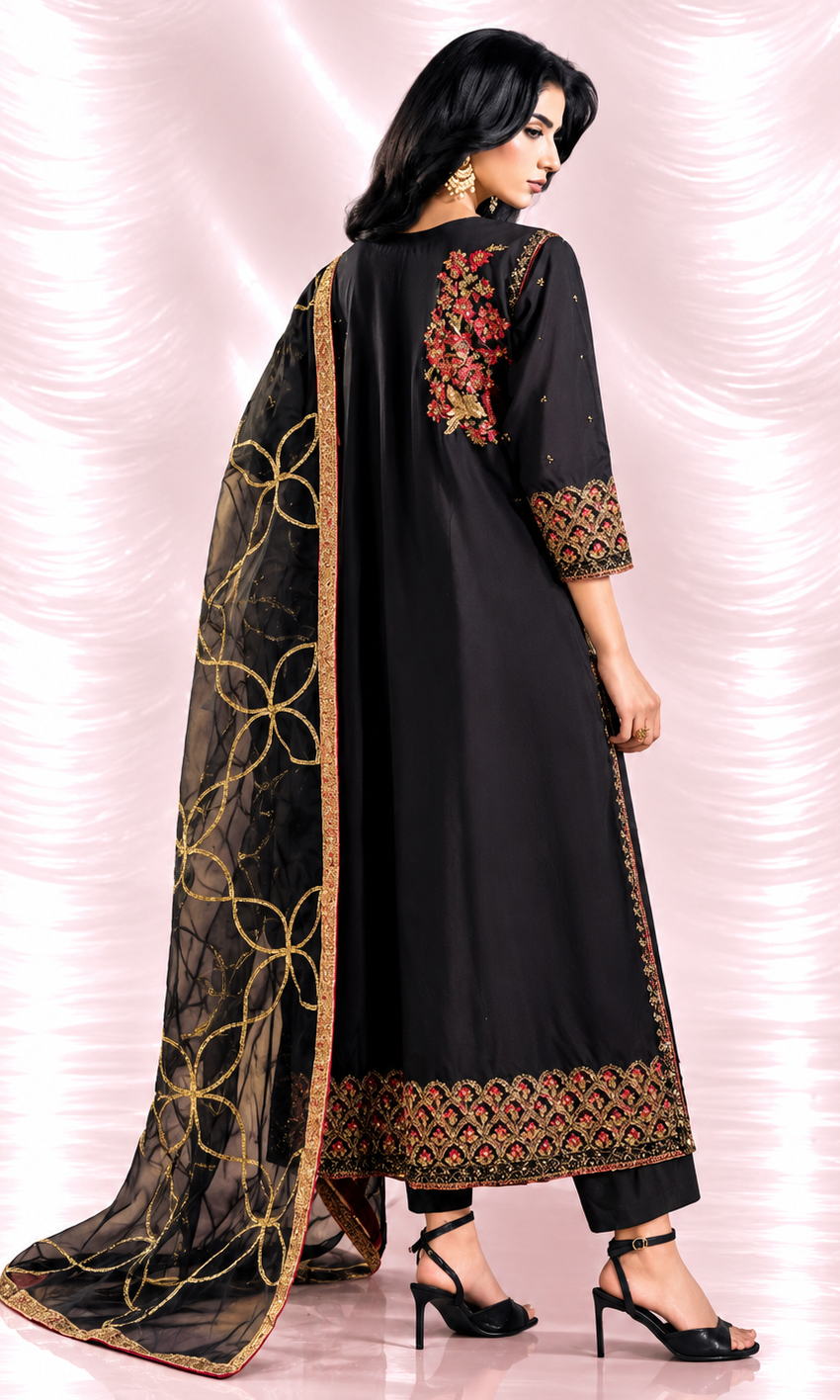 Shehr Zaad — 3 Piece Luxury Embroidered Sheesha Silk