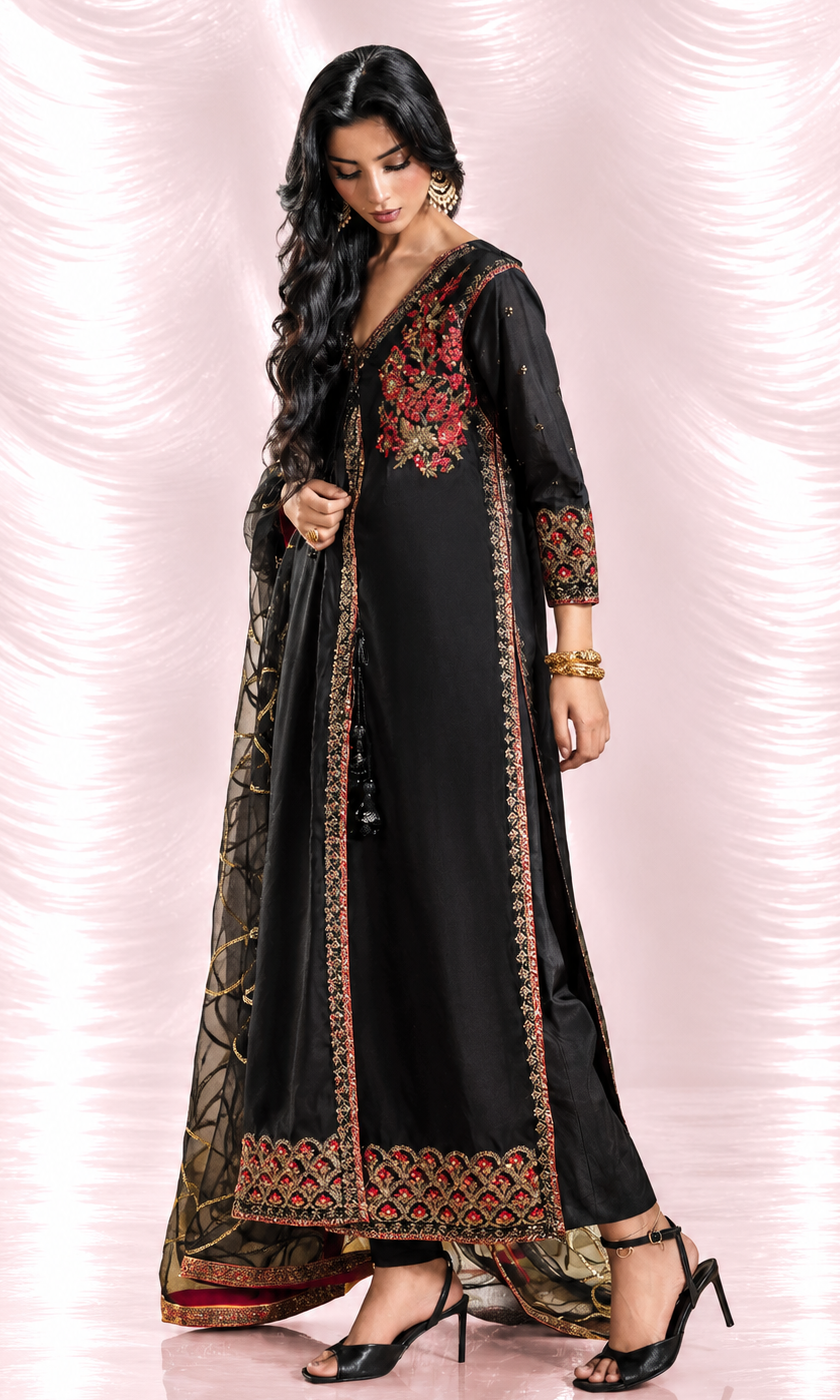 Shehr Zaad — 3 Piece Luxury Embroidered Sheesha Silk