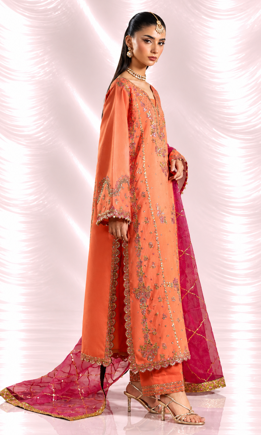 Shah Bano — 3 Piece Luxury Embroidered Pure Dull Silk