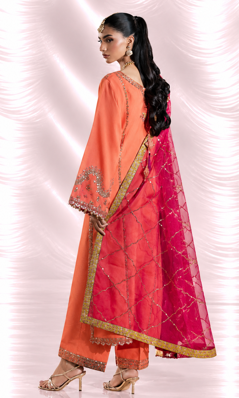 Shah Bano — 3 Piece Luxury Embroidered Pure Dull Silk