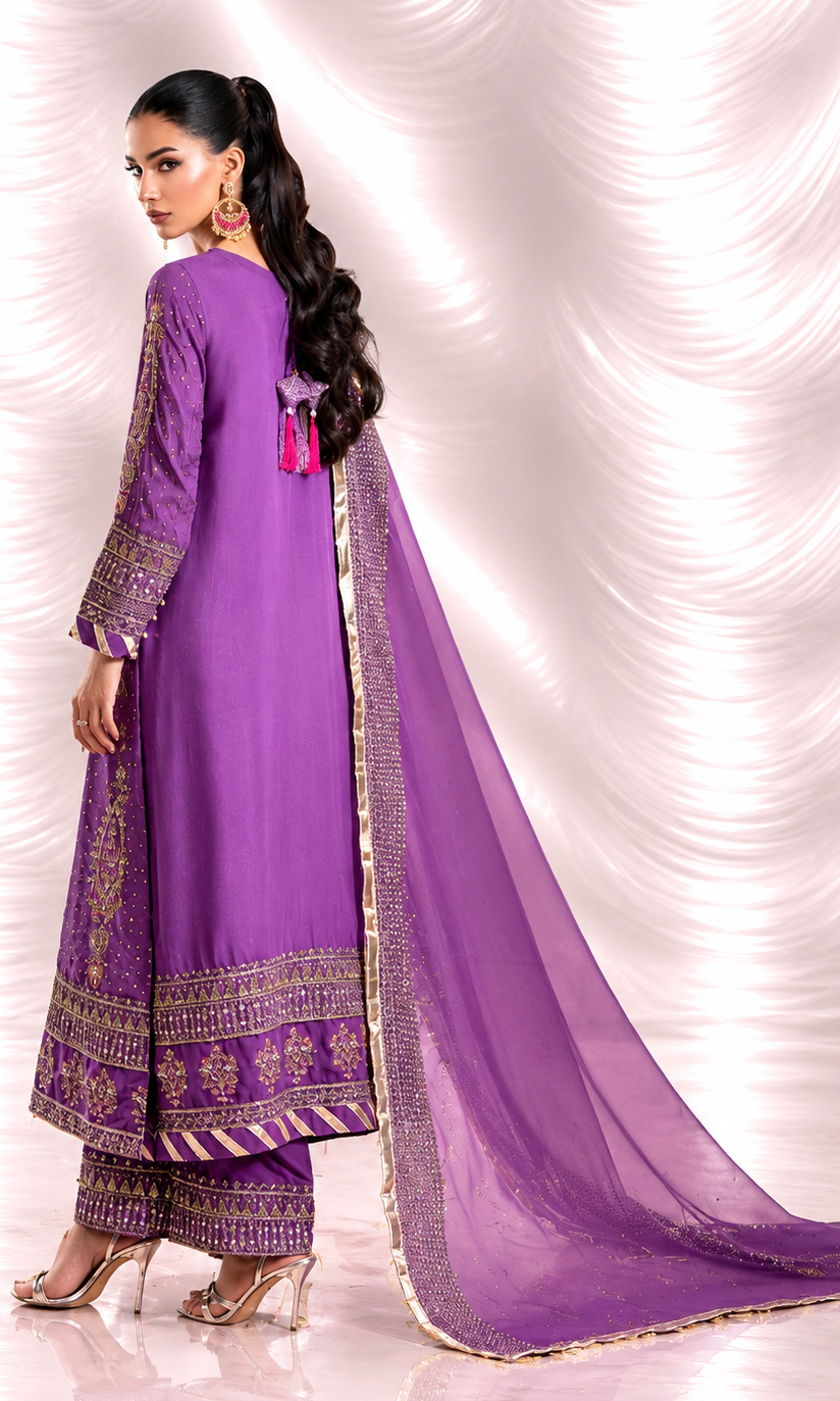 Noor Jahan — 3 Piece Luxury Embroidered Pure Dull Silk