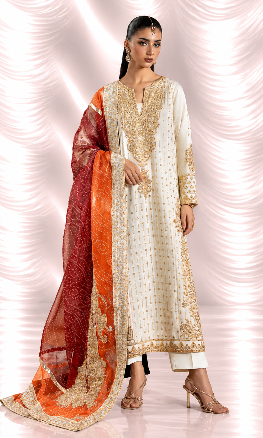Mehar Bano — 3 Piece Luxury Embroidered Pure Dull Silk