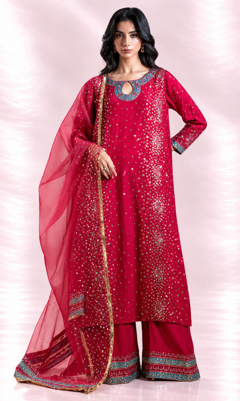 Sitary — Deep Rose | Luxury 3-Piece Silk Ensemble