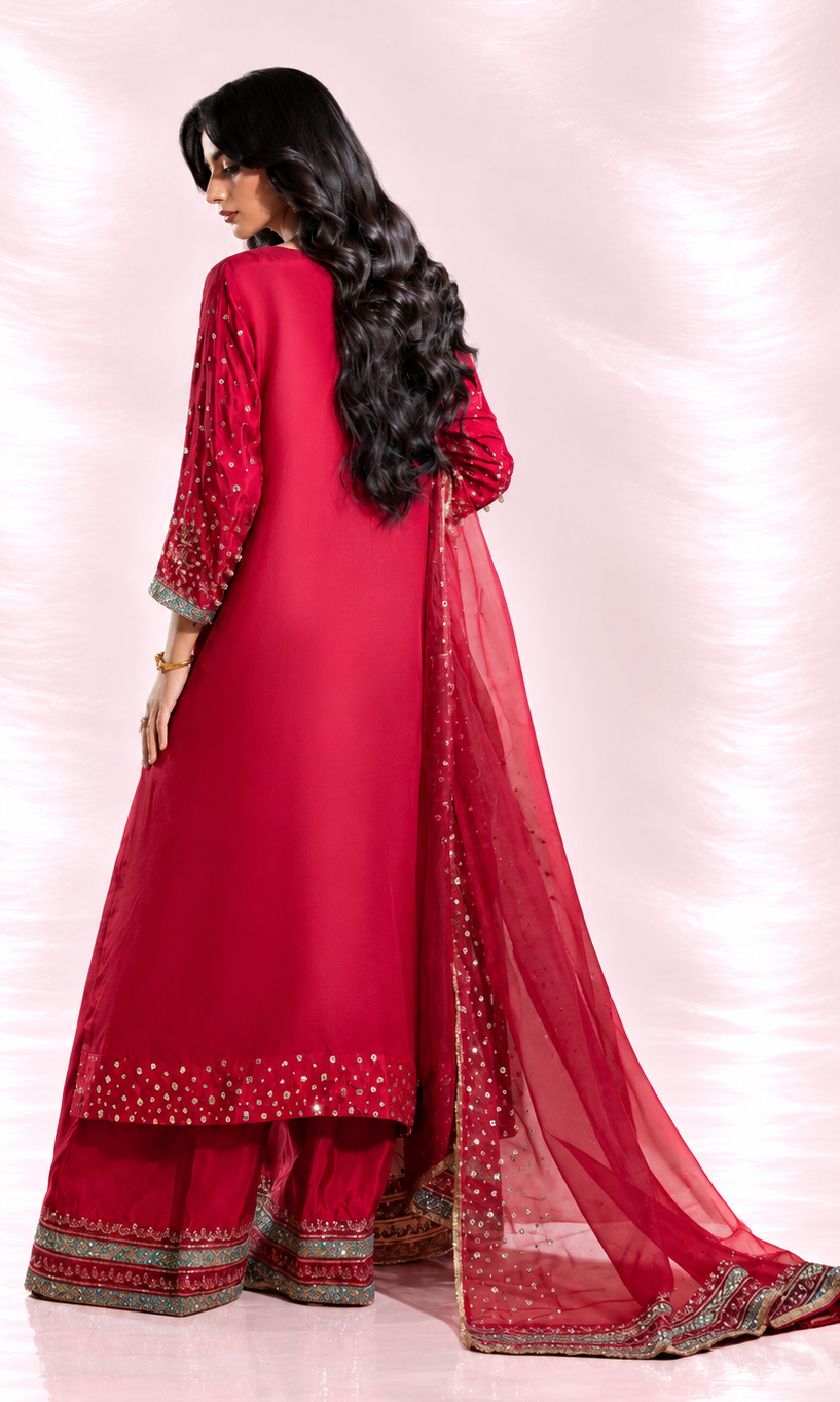 Sitary — Deep Rose | Luxury 3-Piece Silk Ensemble