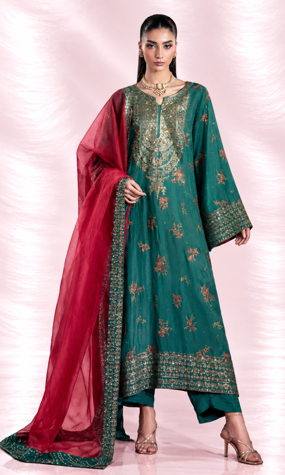 Ambarsariya — 3 Piece Luxury Embroidered Pure Dull Silk