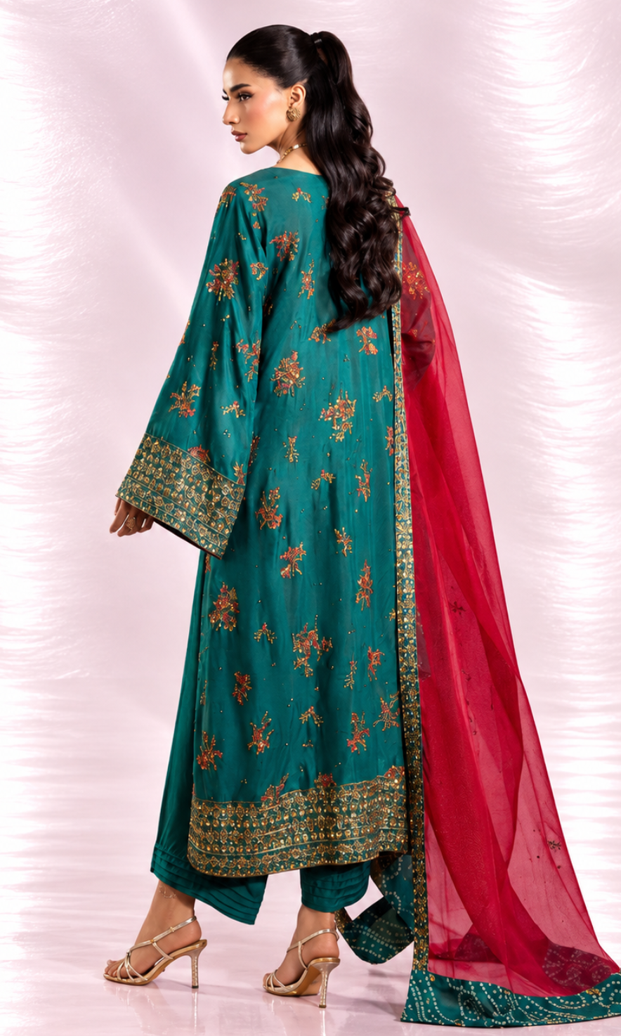 Ambarsariya — 3 Piece Luxury Embroidered Pure Dull Silk