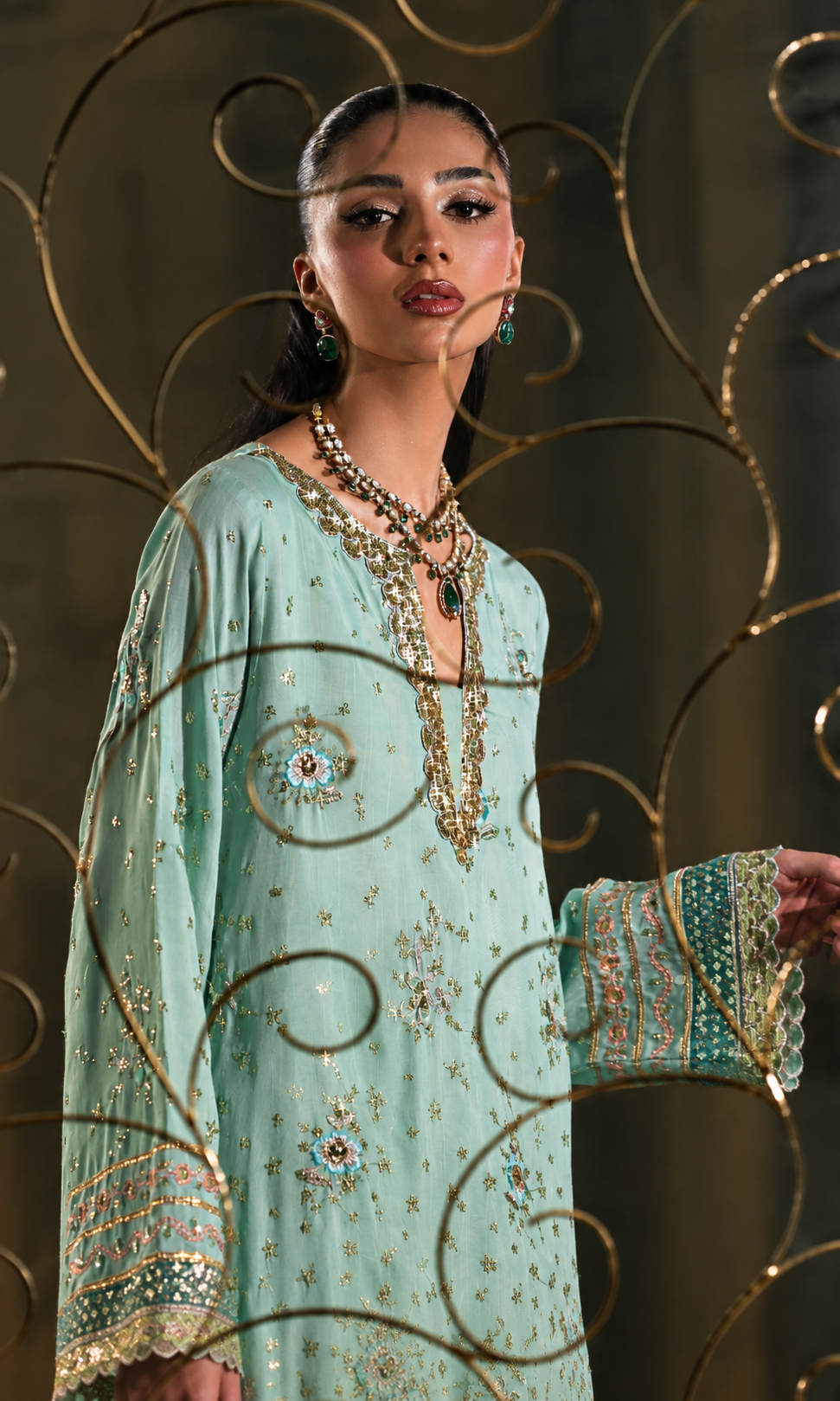 Sara — 3 Piece Luxury Embroidered Pure Dull Silk
