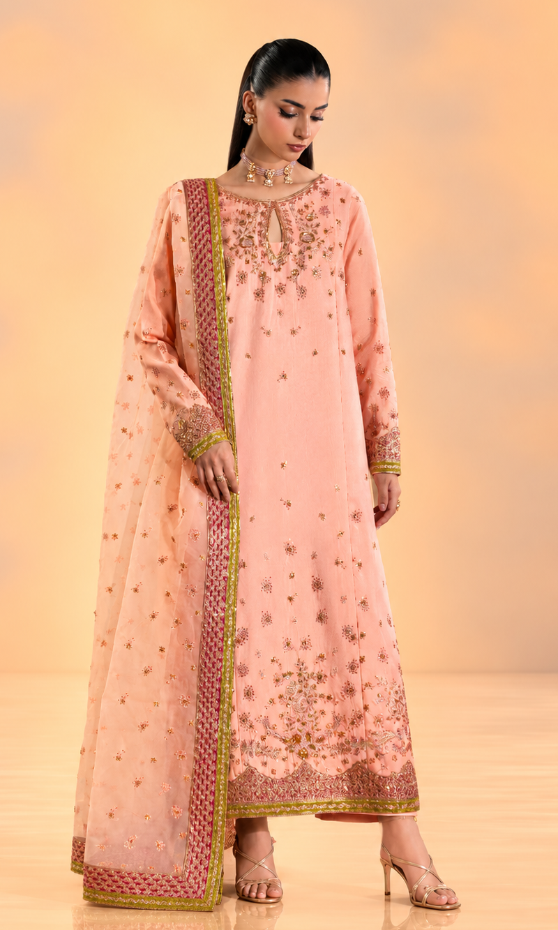 Amraao Jan —3 Piece Luxury Embroidered Pure Dull Silk