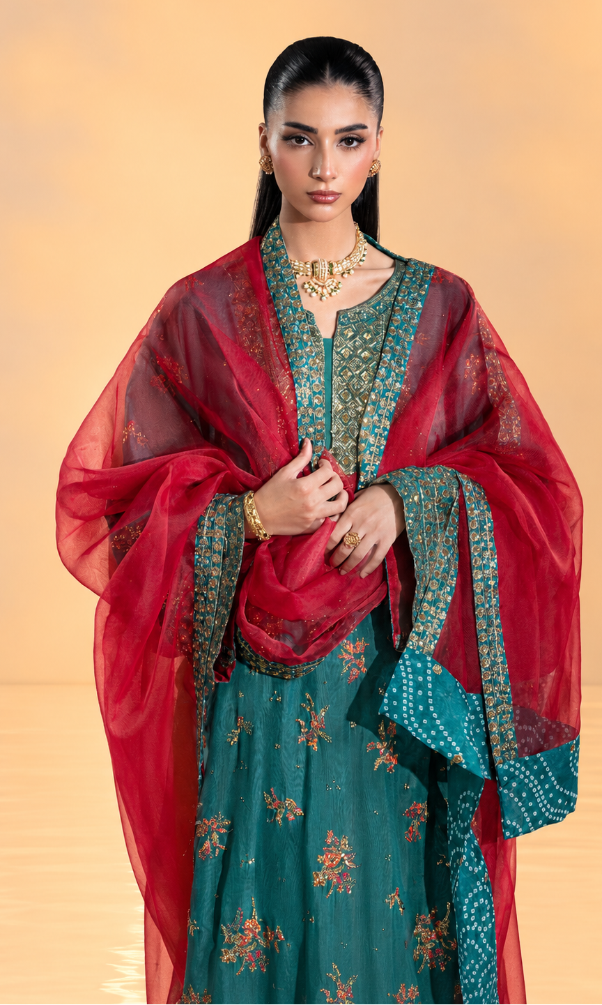 Ambarsariya — 3 Piece Luxury Embroidered Pure Dull Silk