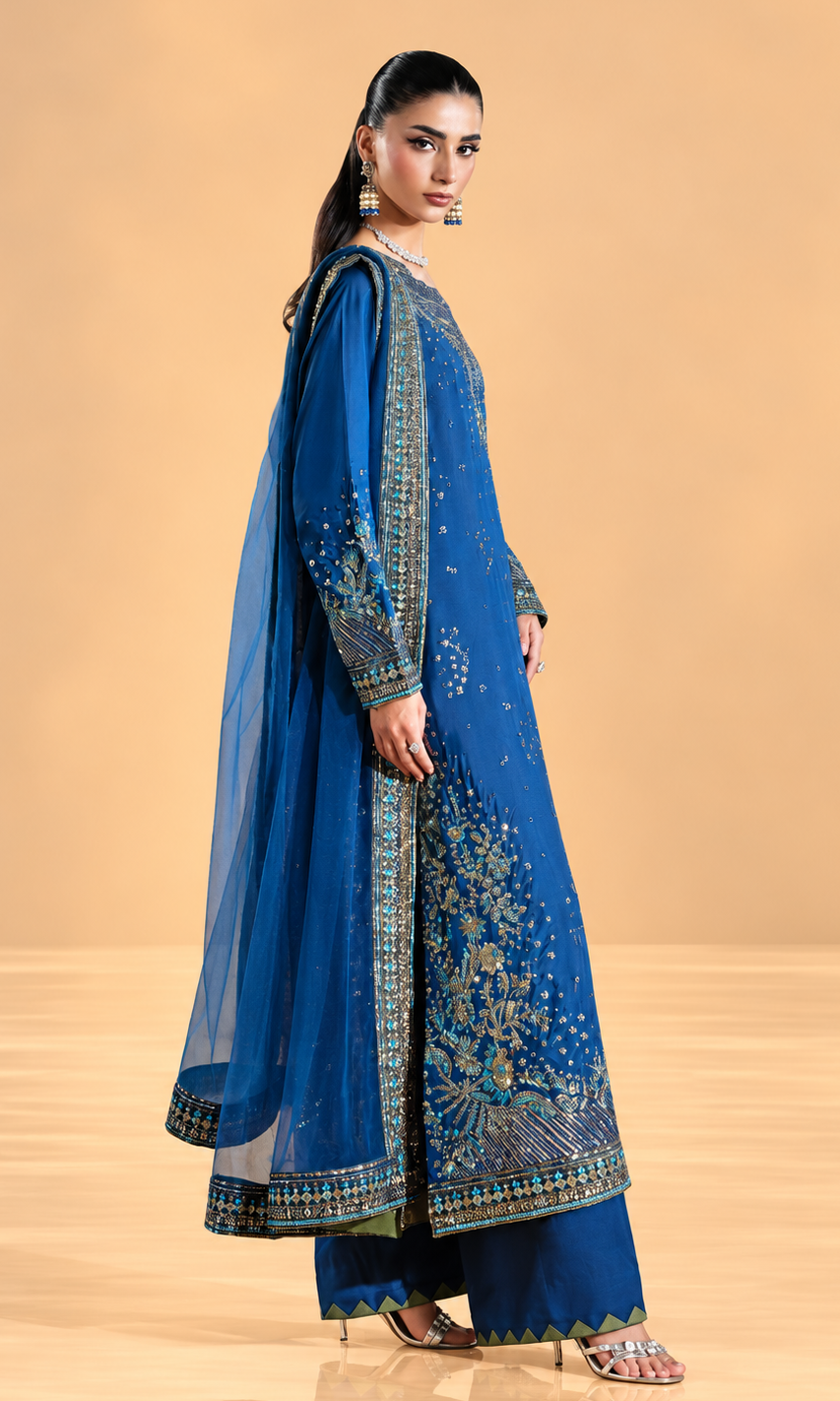 Sassi — 3 Piece Luxury Embroidered Pure Dull Silk