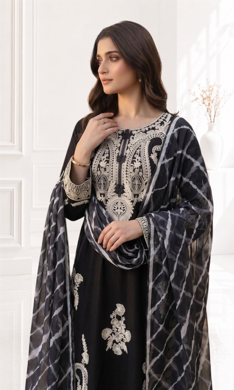 Laila-3PC Pret Embroidered Lawn
