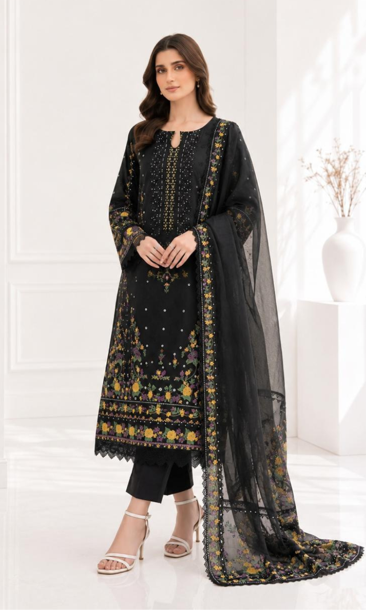 Black Lily - 3PC Pret Embroidered Lawn