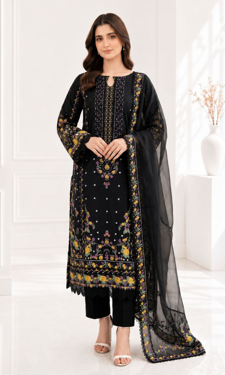 Black Lily - 3PC Pret Embroidered Lawn