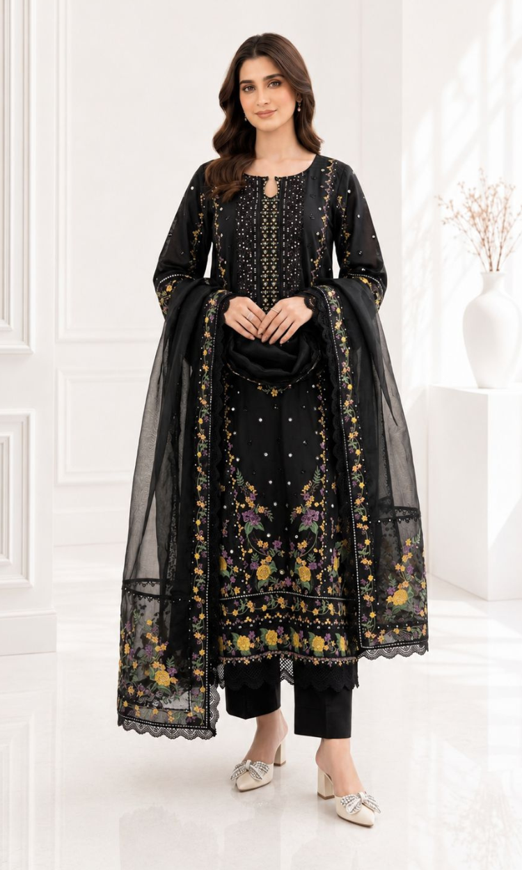Black Lily - 3PC Pret Embroidered Lawn