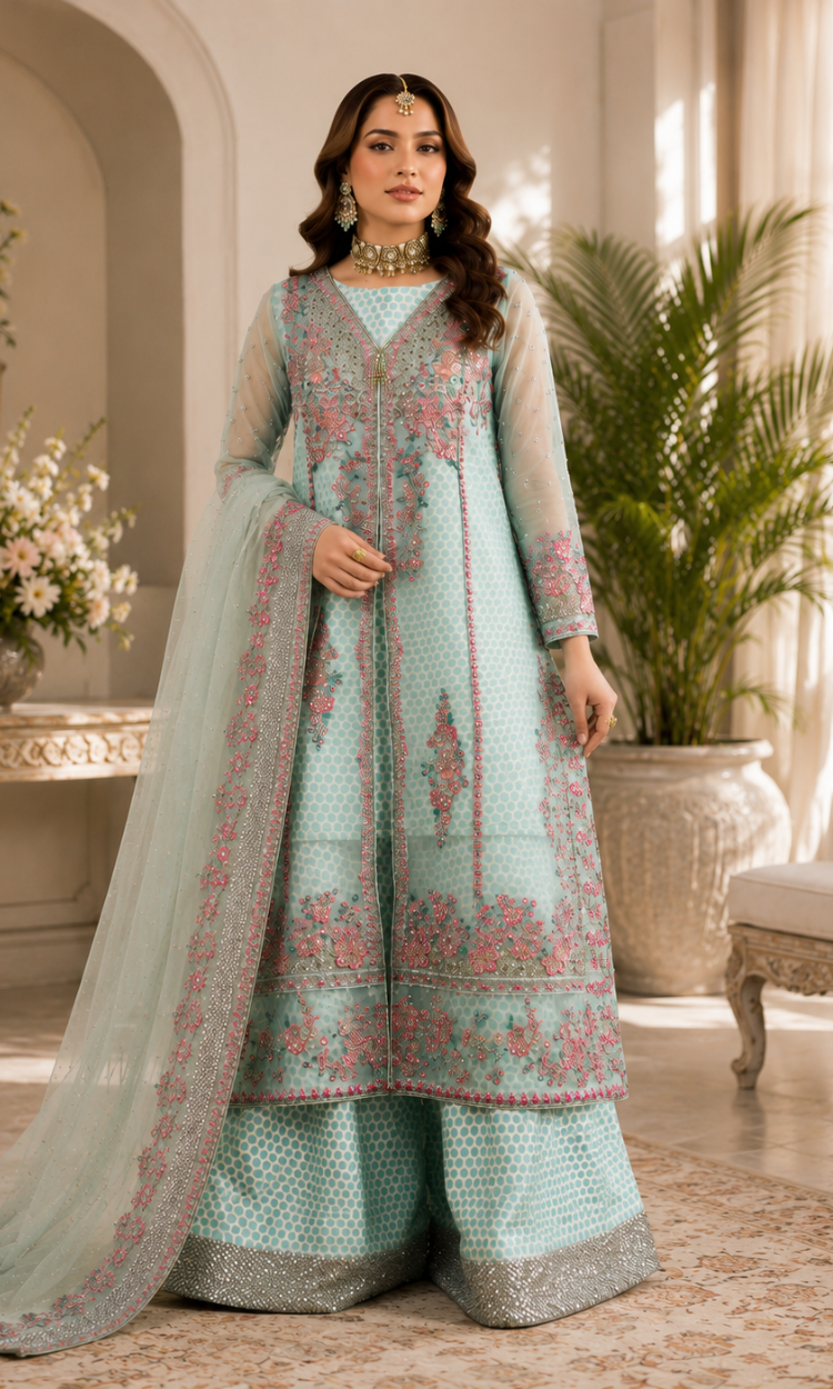 Mehrnaz – Luxury Embroidered Organza Ensemble