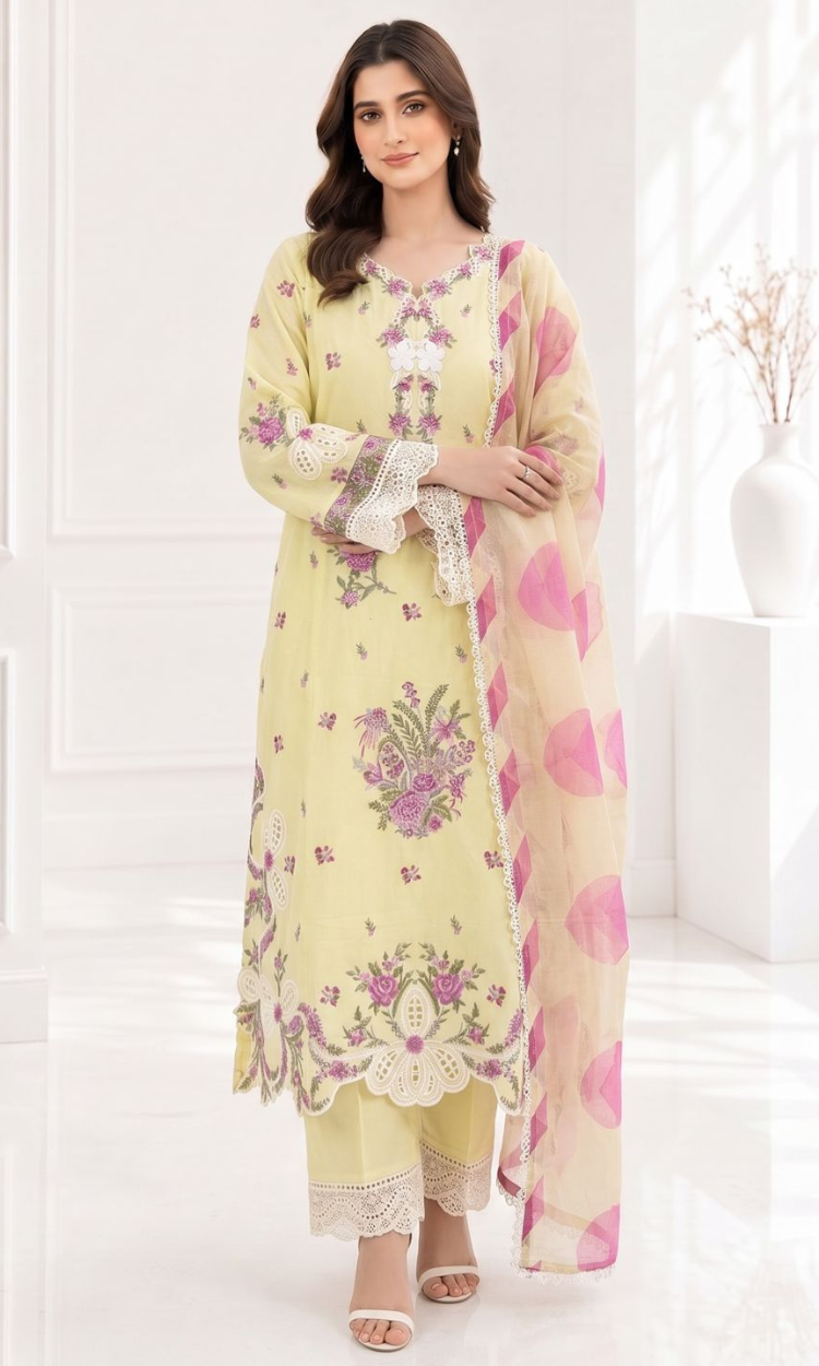 Mushk - 3  PC Pret Embroidered  Lawn