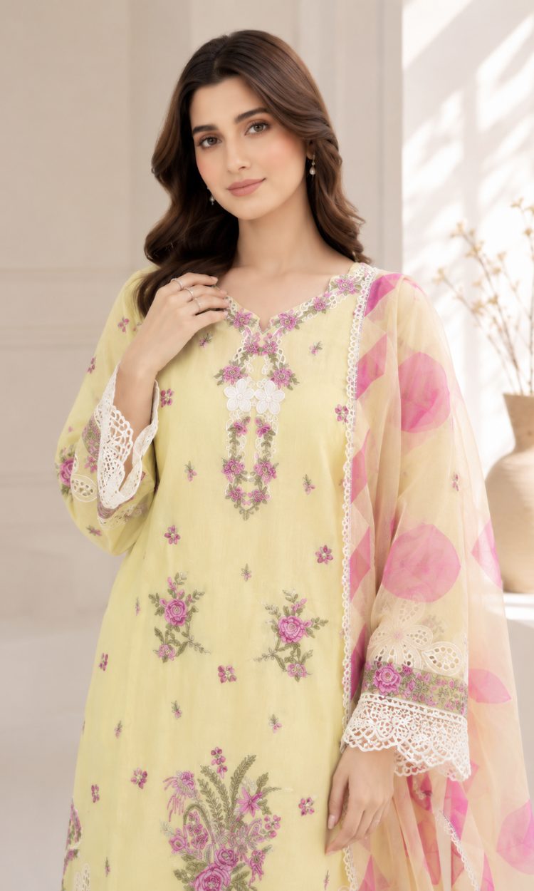 Mushk - 3  PC Pret Embroidered  Lawn