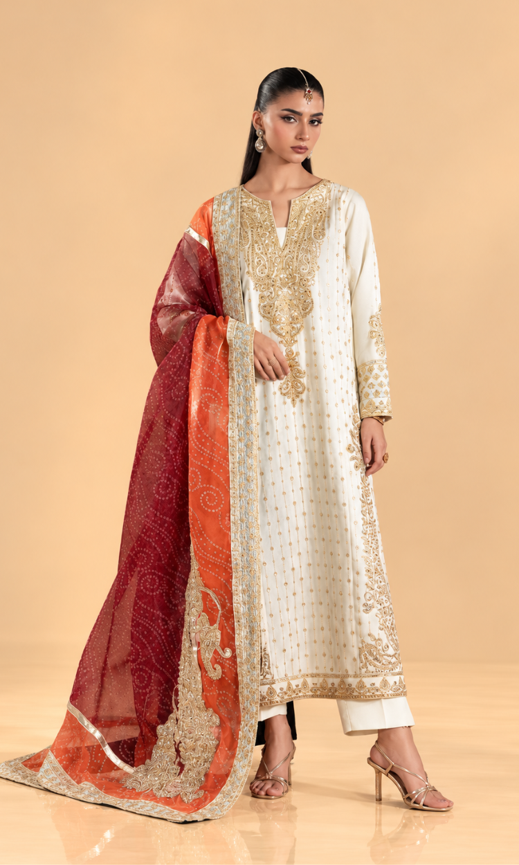 Mehar Bano — 3 Piece Luxury Embroidered Pure Dull Silk