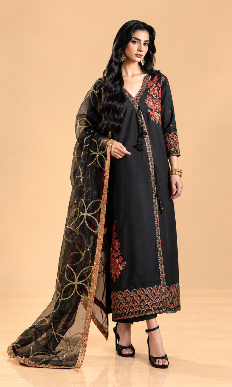 Shehr Zaad — 3 Piece Luxury Embroidered Sheesha Silk