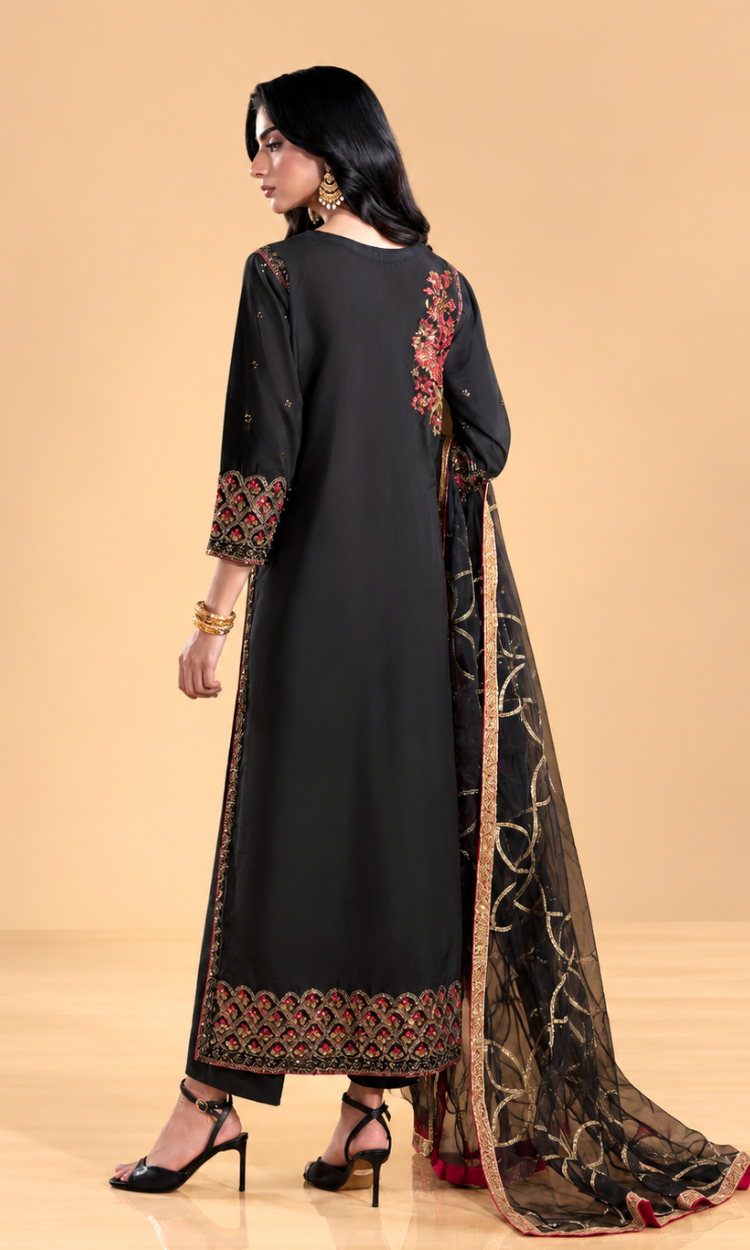 Shehr Zaad — 3 Piece Luxury Embroidered Sheesha Silk