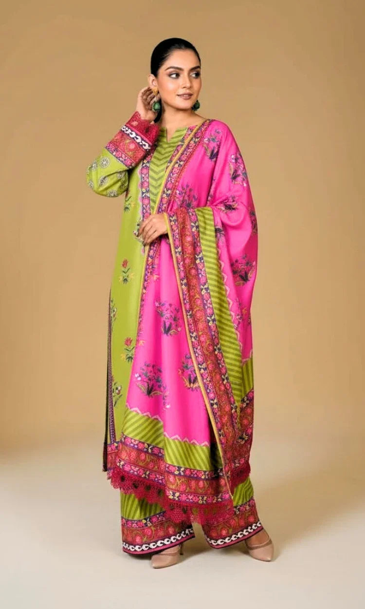 Verdant Bloom – Poly Khaddar 3-Piece Suit